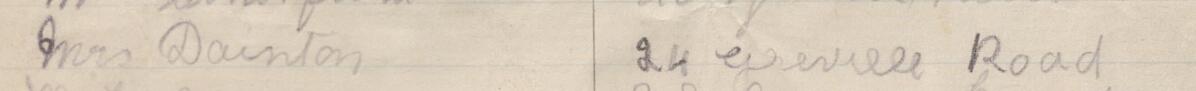 Image of Mrs Dainton's signature and address in the petition