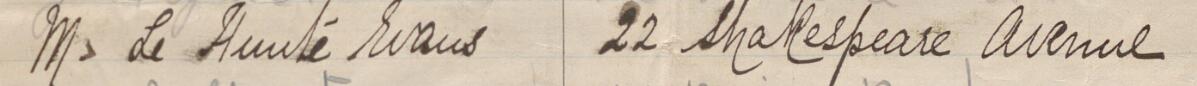 Image of Mrs Le Hunte Evans's signature and address in the petition