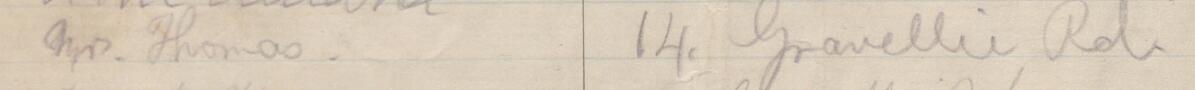 Image of Mrs Thomas's signature and address in the petition