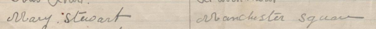 Image of Mary Stewart's signature and address in the petition