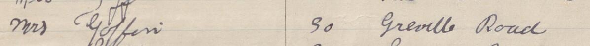 Image of Mrs Goffin's signature and address in the petition