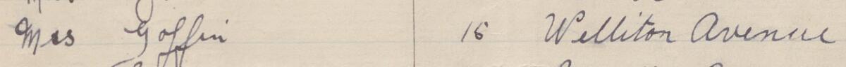 Image of Mrs Goffin's signature and address in the petition