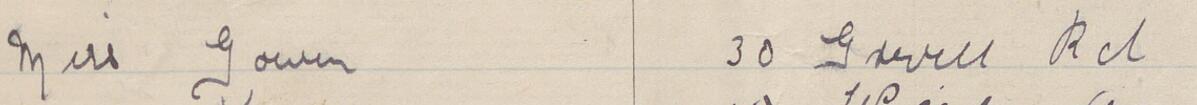 Image of Miss Gower's signature and address in the petition
