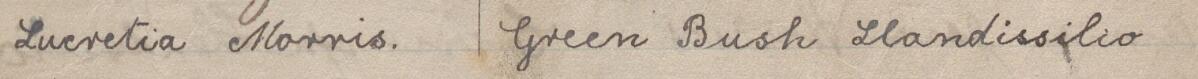 Image of Lucretia Morris's signature and address in the petition