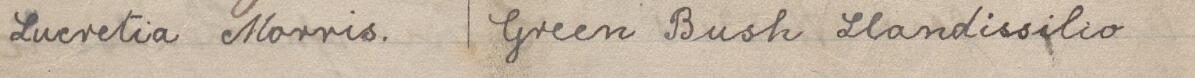 Image of Lucretia Morris's signature and address in the petition