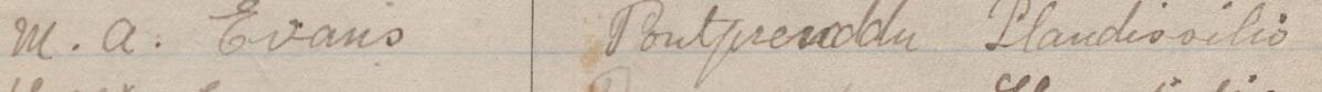 Image of M A Evans's signature and address in the petition