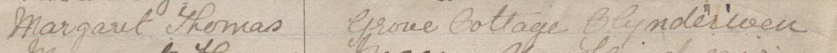 Image of Margaret Thomas's signature and address in the petition