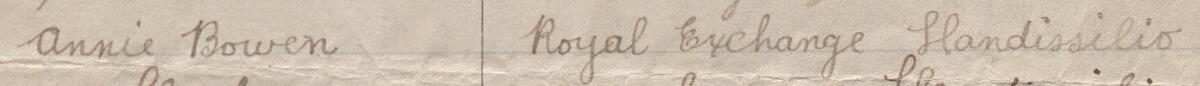 Image of Annie Bowen's signature and address in the petition