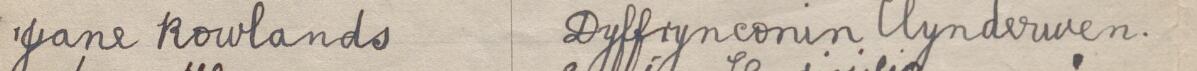 Image of Jane Rowlands's signature and address in the petition