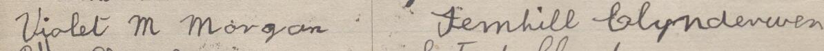 Image of Violet M Morgan's signature and address in the petition