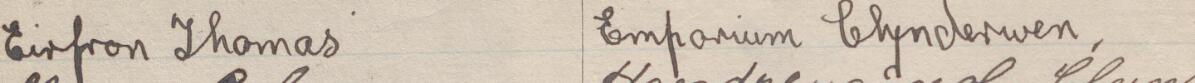 Image of Eirfron Thomas's signature and address in the petition