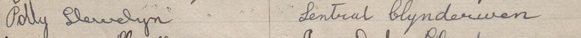 Image of Polly Llewylyn's signature and address in the petition