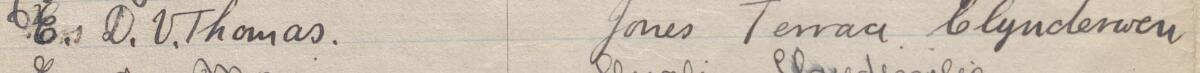 Image of Mrs DV Thomas's signature and address in the petition