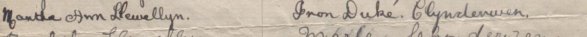 Image of Martha Ann Llewelyn's signature and address in the petition