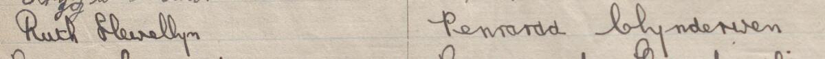 Image of Ruth Llewellyn's signature and address in the petition
