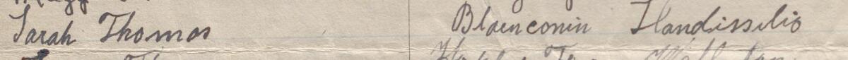 Image of Sarah Thomas's signature and address in the petition