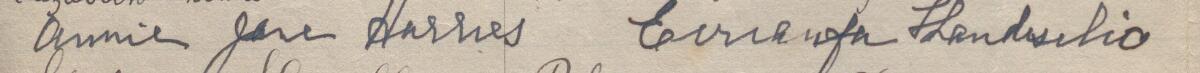 Image of Annie Jean Harries's signature and address in the petition