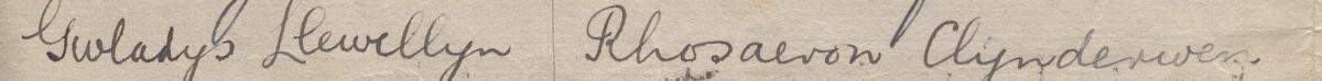 Image of Gwaldys Llewellyn's signature and address in the petition