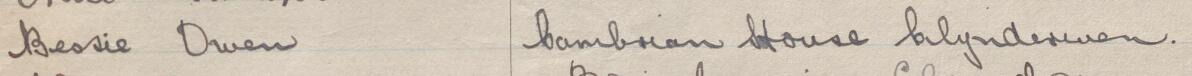 Image of Bessie Owen's signature and address in the petition