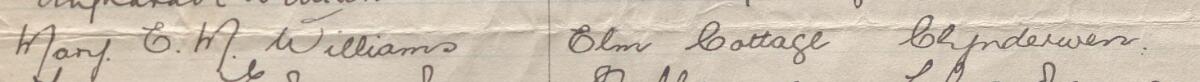 Image of Mary E M Williams's signature and address in the petition