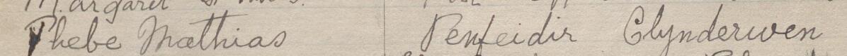 Image of Phebe Mathias's signature and address in the petition