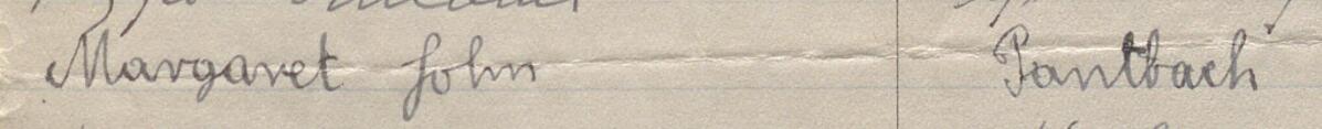 Image of Margaret John's signature and address in the petition
