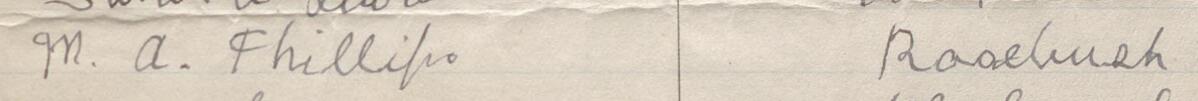 Image of M A Phillips's signature and address in the petition