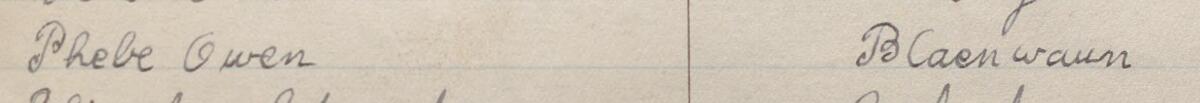 Image of Phebe Owen's signature and address in the petition