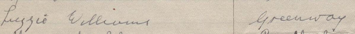 Image of Lizzie Williams's signature and address in the petition