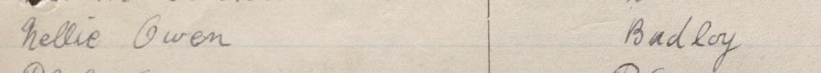 Image of Nellie Owen's signature and address in the petition
