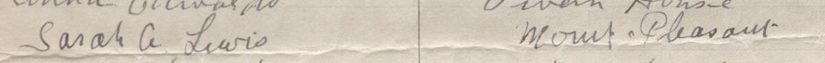 Image of Sarah A Lewis's signature and address in the petition
