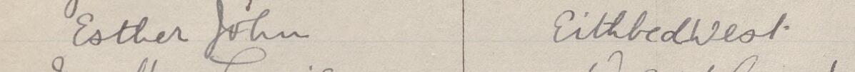 Image of Esther John's signature and address in the petition