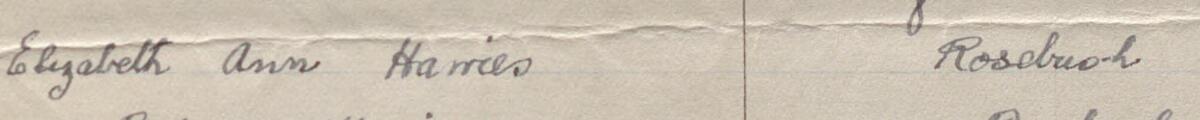 Image of Elizabeth Ann Harries's signature and address in the petition
