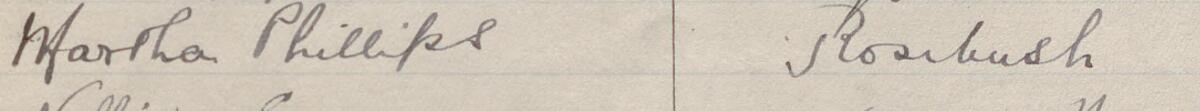 Image of Martha Phillips's signature and address in the petition