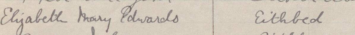 Image of Elizabeth Mary Edwards's signature and address in the petition