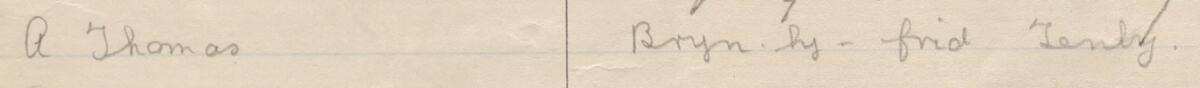 Image of A Thomas's signature and address in the petition