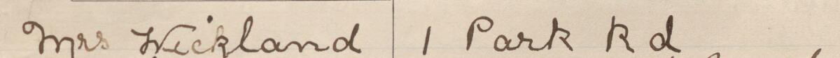 Image of Mrs Wickland's signature and address in the petition