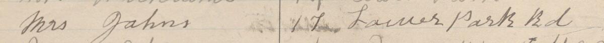 Image of Mrs Johns's signature and address in the petition