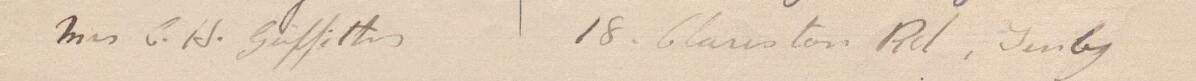 Image of Mrs C H Griffiths's signature and address in the petition