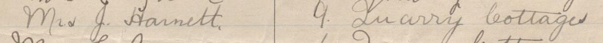 Image of Mrs J Harnett's signature and address in the petition