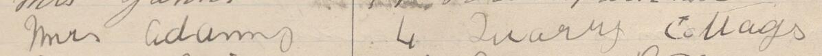 Image of Mrs Adams's signature and address in the petition