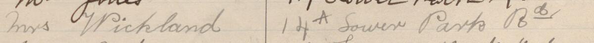 Image of Mrs Wickland's signature and address in the petition