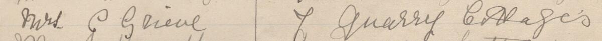 Image of Mrs C Grieve's signature and address in the petition