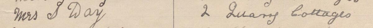 Image of Mrs S Day's signature and address in the petition