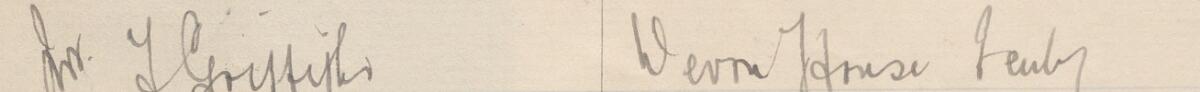 Image of Mrs J Griffiths's signature and address in the petition