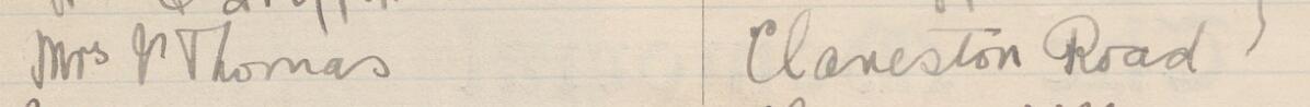 Image of Mrs V Thomas's signature and address in the petition