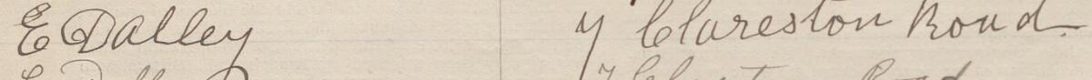 Image of E Dalley's signature and address in the petition