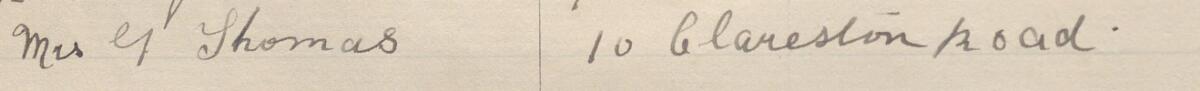 Image of Mrs G thomas's signature and address in the petition