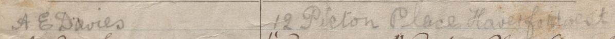 Image of A E Davies's signature and address in the petition