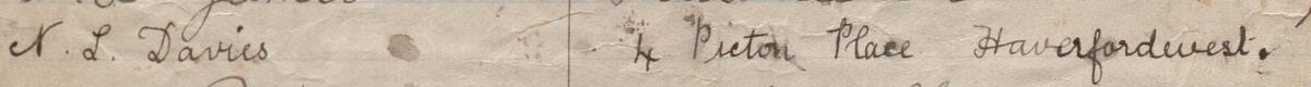 Image of N L Davies's signature and address in the petition